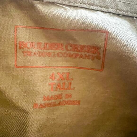Boulder Creek Trading Co. VTG Tan Mens Button Up Shirt 4XLT w/ Epaulets. - Picture 6 of 12